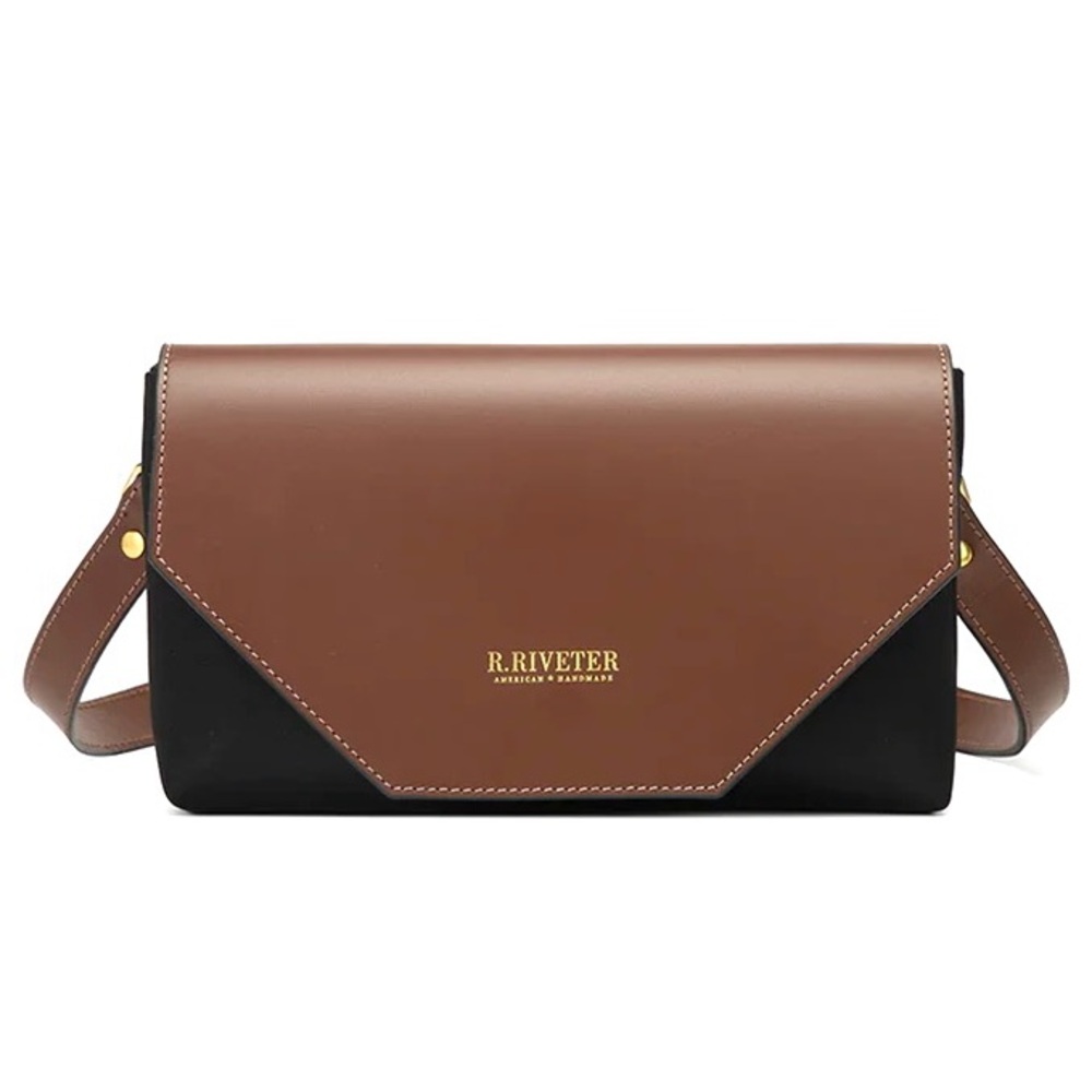 R. Riveter Leather + Canvas Patton Crossbody Brown/Black